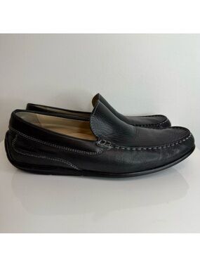 Ecco Black Leather Classic Moc Toe Leather Loafer Shoe Slip On Men Size 42 8-8.5